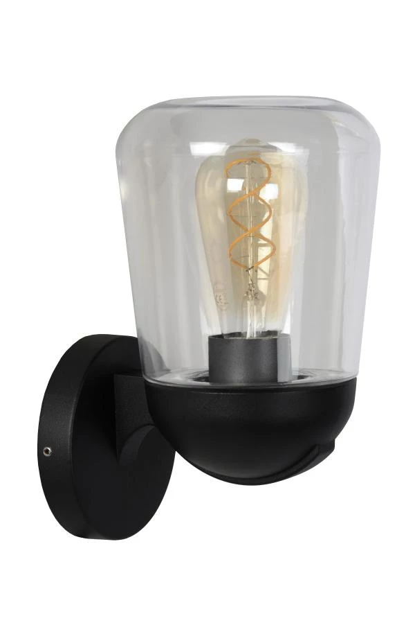 Lucide TULSA - Wandlamp Binnen/Buiten - 1xE27 - IP44 - Zwart - uitgezet